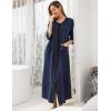 Ekouaer Robe for Women Zipper front Robes 3/4 Sleeve House Dress with Pockets Full Length Nightgown Housecoat,Navy Blue,XXXL