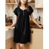 Ekouaer Women’s Nightgown Flare Short Sleeve Sleep Shirt Pleated Nightshirts Soft Pajama Dress with Pockets S-XXXL(Black)