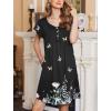 Ekouaer Women’s Nightgown Flare Short Sleeve Sleep Shirt Pleated Nightshirts Soft Pajama Dress with Pockets S-XXXL(Butterfly Black)