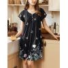 Ekouaer Women’s Nightgown Flare Short Sleeve Sleep Shirt Pleated Nightshirts Soft Pajama Dress with Pockets S-XXXL(Butterfly Black)