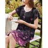 Ekouaer Women’s Nightgown Flare Short Sleeve Sleep Shirt Pleated Nightshirts Soft Pajama Dress with Pockets S-XXXL(Cherry Blossoms)