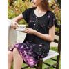 Ekouaer Women’s Nightgown Flare Short Sleeve Sleep Shirt Pleated Nightshirts Soft Pajama Dress with Pockets S-XXXL(Cherry Blossoms Black)