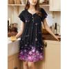 Ekouaer Women’s Nightgown Flare Short Sleeve Sleep Shirt Pleated Nightshirts Soft Pajama Dress with Pockets S-XXXL(Cherry Blossoms Black)