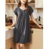Ekouaer Women’s Nightgown Flare Short Sleeve Sleep Shirt Pleated Nightshirts Soft Pajama Dress with Pockets S-XXXL(Dark Grey)