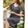 Ekouaer Women’s Nightgown Flare Short Sleeve Sleep Shirt Pleated Nightshirts Soft Pajama Dress with Pockets S-XXXL(Dark Grey)