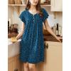Ekouaer Women’s Nightgown Flare Short Sleeve Sleep Shirt Pleated Nightshirts Soft Pajama Dress with Pockets S-XXXL(Dog Footprints)