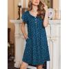 Ekouaer Women’s Nightgown Flare Short Sleeve Sleep Shirt Pleated Nightshirts Soft Pajama Dress with Pockets S-XXXL(Dog Footprints)