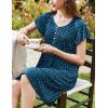 Ekouaer Women’s Nightgown Flare Short Sleeve Sleep Shirt Pleated Nightshirts Soft Pajama Dress with Pockets S-XXXL(Dog Footprints)