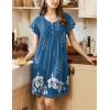 Ekouaer Women’s Nightgown Flare Short Sleeve Sleep Shirt Pleated Nightshirts Soft Pajama Dress with Pockets S-XXXL(Floral Blue)