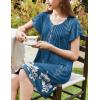 Ekouaer Women’s Nightgown Flare Short Sleeve Sleep Shirt Pleated Nightshirts Soft Pajama Dress with Pockets S-XXXL(Floral Blue)