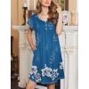 Ekouaer Women’s Nightgown Flare Short Sleeve Sleep Shirt Pleated Nightshirts Soft Pajama Dress with Pockets S-XXXL(Floral Blue)