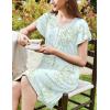 Ekouaer Women’s Nightgown Flare Short Sleeve Sleep Shirt Pleated Nightshirts Soft Pajama Dress with Pockets S-XXXL(Floral Green)