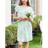 Ekouaer Women’s Nightgown Flare Short Sleeve Sleep Shirt Pleated Nightshirts Soft Pajama Dress with Pockets S-XXXL(Floral Green)