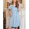 Ekouaer Women’s Nightgown Flare Short Sleeve Sleep Shirt Pleated Nightshirts Soft Pajama Dress with Pockets S-XXXL(Floral Light Blue)