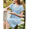 Ekouaer Women’s Nightgown Flare Short Sleeve Sleep Shirt Pleated Nightshirts Soft Pajama Dress with Pockets S-XXXL(Floral Light Blue)
