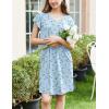 Ekouaer Women’s Nightgown Flare Short Sleeve Sleep Shirt Pleated Nightshirts Soft Pajama Dress with Pockets S-XXXL(Floral Light Blue)