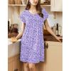 Ekouaer Women’s Nightgown Flare Short Sleeve Sleep Shirt Pleated Nightshirts Soft Pajama Dress with Pockets S-XXXL(Floral Purple)