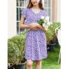 Ekouaer Women’s Nightgown Flare Short Sleeve Sleep Shirt Pleated Nightshirts Soft Pajama Dress with Pockets S-XXXL(Floral Purple)