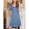 Ekouaer Women’s Nightgown Flare Short Sleeve Sleep Shirt Pleated Nightshirts Soft Pajama Dress with Pockets S-XXXL(Flowers Blue)