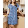 Ekouaer Women’s Nightgown Flare Short Sleeve Sleep Shirt Pleated Nightshirts Soft Pajama Dress with Pockets S-XXXL(Flowers Blue)