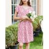 Ekouaer Women’s Nightgown Flare Short Sleeve Sleep Shirt Pleated Nightshirts Soft Pajama Dress with Pockets S-XXXL(Flowers Pink)