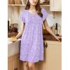 Ekouaer Women’s Nightgown Flare Short Sleeve Sleep Shirt Pleated Nightshirts Soft Pajama Dress with Pockets S-XXXL(Flowers Purple)
