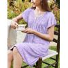Ekouaer Women’s Nightgown Flare Short Sleeve Sleep Shirt Pleated Nightshirts Soft Pajama Dress with Pockets S-XXXL(Flowers Purple)