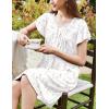 Ekouaer Women’s Nightgown Flare Short Sleeve Sleep Shirt Pleated Nightshirts Soft Pajama Dress with Pockets S-XXXL(Flowers White)