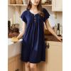 Ekouaer Women’s Nightgown Flare Short Sleeve Sleep Shirt Pleated Nightshirts Soft Pajama Dress with Pockets S-XXXL(Navy Blue)