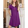 Ekouaer Women’s Nightgown Flare Short Sleeve Sleep Shirt Pleated Nightshirts Soft Pajama Dress with Pockets S-XXXL(Purple)