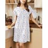Ekouaer Women’s Nightgown Flare Short Sleeve Sleep Shirt Pleated Nightshirts Soft Pajama Dress with Pockets S-XXXL(Small Flowers Purple)