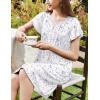 Ekouaer Women’s Nightgown Flare Short Sleeve Sleep Shirt Pleated Nightshirts Soft Pajama Dress with Pockets S-XXXL(Small Flowers Purple)