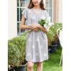 Ekouaer Women’s Nightgown Flare Short Sleeve Sleep Shirt Pleated Nightshirts Soft Pajama Dress with Pockets S-XXXL(Star Grey)