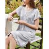 Ekouaer Women’s Nightgown Flare Short Sleeve Sleep Shirt Pleated Nightshirts Soft Pajama Dress with Pockets S-XXXL(Star Grey)