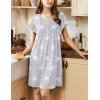 Ekouaer Women’s Nightgown Flare Short Sleeve Sleep Shirt Pleated Nightshirts Soft Pajama Dress with Pockets S-XXXL(Star Grey)