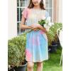 Ekouaer Women’s Nightgown Flare Short Sleeve Sleep Shirt Pleated Nightshirts Soft Pajama Dress with Pockets S-XXXL(Tie Dye)