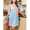 Ekouaer Women’s Nightgown Flare Short Sleeve Sleep Shirt Pleated Nightshirts Soft Pajama Dress with Pockets S-XXXL(Tie Dye)