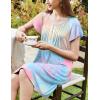 Ekouaer Women’s Nightgown Flare Short Sleeve Sleep Shirt Pleated Nightshirts Soft Pajama Dress with Pockets S-XXXL(Tie Dye)