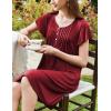 Ekouaer Women’s Nightgown Flare Short Sleeve Sleep Shirt Pleated Nightshirts Soft Pajama Dress with Pockets S-XXXL(Wine Red)
