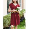 Ekouaer Women’s Nightgown Flare Short Sleeve Sleep Shirt Pleated Nightshirts Soft Pajama Dress with Pockets S-XXXL(Wine Red)