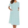 Ekouaer House Dress for Women with Pockets Button Down Duster Housecoat Short Sleeve Mumu Nightgown S-XXXL(Green Floral)