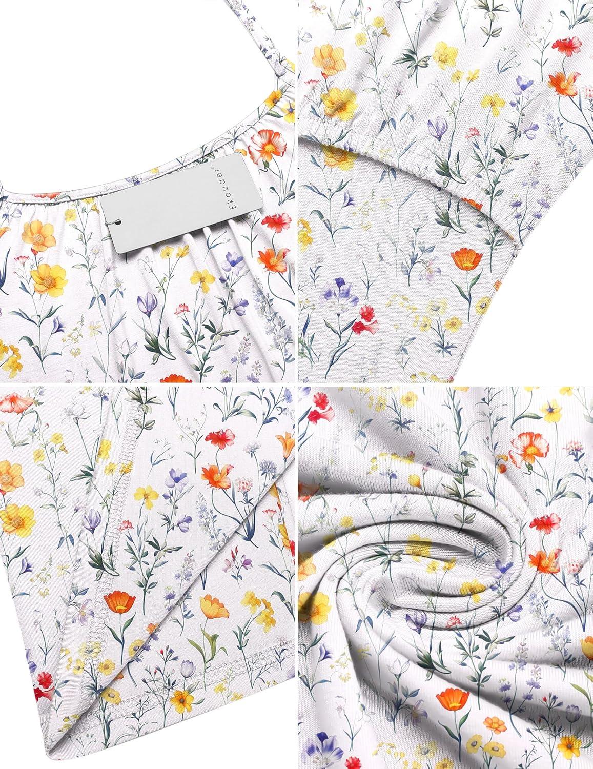 imageEkouaer Womens Nursing Nightgown Maternity Dress Breastfeeding Gown Full Slips SleepwearGreen White Floral