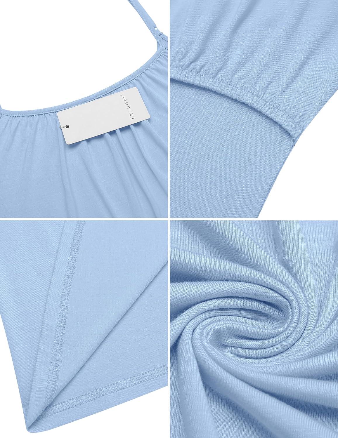 imageEkouaer Womens Nursing Nightgown Maternity Dress Breastfeeding Gown Full Slips SleepwearLight Blue