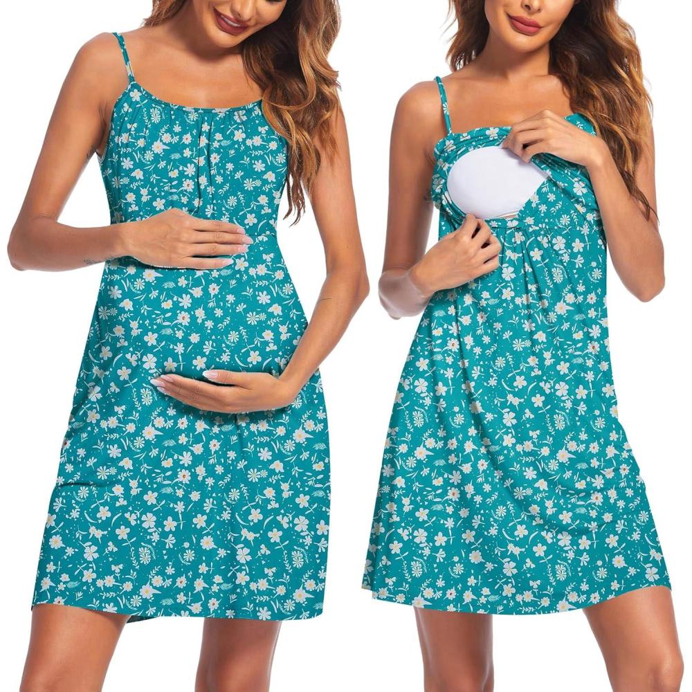 imageEkouaer Womens Nursing Nightgown Maternity Dress Breastfeeding Gown Full Slips SleepwearWhite Small Floral