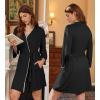 Ekouaer Robes for Women Knee Length Kimono Bathrobe 3/4 Sleeve Sleep Robe Cozy Sleepwear with Pockets S-XXL(Black)