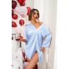 Ekouaer Satin Nightgowns for Women Silk Sleepwear Button Down Sleepshirt 3/4 Sleeve V-Neck Nightshirts with Pockets(Striped Blue)
