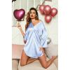 Ekouaer Satin Nightgowns for Women Silk Sleepwear Button Down Sleepshirt 3/4 Sleeve V-Neck Nightshirts with Pockets(Striped Blue)