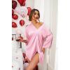 Ekouaer Satin Nightgowns for Women Silk Sleepwear Button Down Sleepshirt 3/4 Sleeve V-Neck Nightshirts with Pockets(Striped Pink)