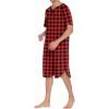Ekouaer Sleepwear Men’s Nightshirt Short Sleeve Pajamas Comfy Big & Tall Henley Sleep Shirt M-XXXL(Plaid – Black & Red)