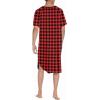 Ekouaer Sleepwear Men’s Nightshirt Short Sleeve Pajamas Comfy Big & Tall Henley Sleep Shirt M-XXXL(Plaid – Black & Red)